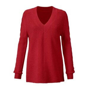S19 Cabi Standout Pullover, Red V Cable Sweater